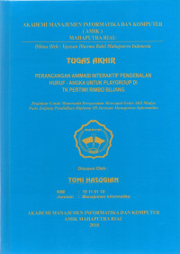 Image of PERANCANGAN ANIMASI INTERAKTIF PENGENALAN HURUF - ANGKA UNTUK PLAYGROUP DI TK PERTIWI RIMBO BUJANG