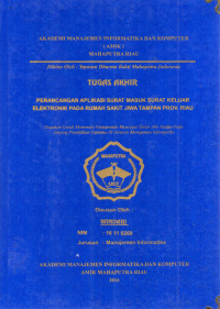 Image of PERANCANGAN APLIKASI SURAT MASUK DAN SURAT KELUAR ELEKTRONIK PADA RUMAH SAKIT JIWA TAMPAN PROV. RIAU