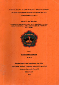 Image of ANALISA SISTEM PENGOLAHAN DATA SURAT KELUAR DAN SURAT MASUK PADA SMK MUHAMMADIYAH 3 TERPADU PEKANBARU