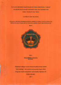 Image of ANALISA SISTEM PENGARSIPAN SURAT MASUK BIDANG PENGAWASAN PADA DINAS TENAGA KERJA DAN TRANSMIGRASI RIAU