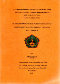 Image of ANALISA SISTEM INFORMASI PROSEDUR PENYUSUNAN DOKUMEN KONTRAK FIDUSIA PADA PT.FINANSIA MULTI FINANCE