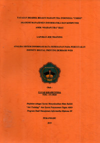 Image of ANALISA SISTEM INFORMASI DATA PEMESANAN PADA PERCETAKAN INFINITY DIGITAL PRINTING BERBASIS WEB
