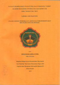 Image of ANALISA SISTEM PEMBERKASAN ARSIP DI KANTOR PEMERINTAHAN KELURAHAN SIALANG MUNNGU