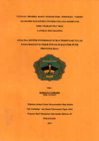 Image of ANALISA SISTEM INFORMASI SURAT  PERINTAH TUGAS PADA BAGIAN SATKER PSPAM DI KANTOR PUPR PROVINSI RIAU