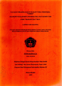 Image of ANALISA SISTEM INFORMASI  PENGARSIPAN SURAT KELUAR PADA DINAS PERDAGANGAN DAN PERINDUSTRIAN PEKANBARU