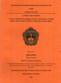 Image of ANALISA SISTEM PENGARSIPAN SURAT TANAH PADA KANTOR BADAN PERTAHANAN NASIONAL (BPN) KOTA PEKANBARU