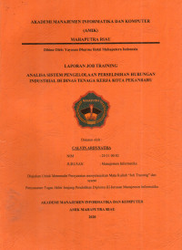 Image of ANALISA SISTEM PENGOLAAN PERSELISIHAN HUBUNGAN INDUSTRIAL DI DINAS TENAGA KERJA KOTA PEKANBARU