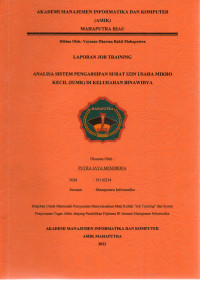 Image of Analisa sistem pengarsipan surat izin usaha mickro kecil (IUMK) di kelurahan binawidya