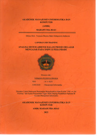 Image of Analisa sistem absensi dalam proses belajar mengajar pada SMPN 32 Pekanbaru